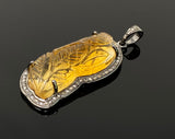Carved Citrine Diamond Gemstone Pendant, November Birthstone Jewelry, Spiritual Healing Crystal Jewelry, Solar Plexus Chakra Balancing Gifts