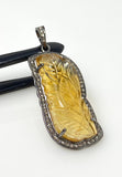 Carved Citrine Diamond Gemstone Pendant, November Birthstone Jewelry, Spiritual Healing Crystal Jewelry, Solar Plexus Chakra Balancing Gifts