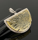 Citrine Diamond Pendant, Carved Citrine Gemstone Pendant, Spiritual Healing Crystal Jewelry, Solar Plexus Chakra November Birthstone Jewelry