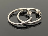 Diamond Hoop Earrings, Sterling Silver Pave Diamond Earrings, Silver Hoop Earrings