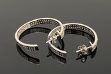 25mm Diamond Hoop Earrings, Sterling Silver Pave Diamond Earrings, Silver Hoop Earrings