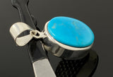 Natural Sleeping Beauty Turquoise Pendant, Sterling Silver Turquoise Gemstone Pendant, Bohemian Jewelry, 1.45” X 0.70”