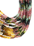 13" Tourmaline Gemstone Beads Multi Tourmaline Faceted Natural Wholesale Beads Bulk Jewelry Supplies for DIY Jewelry Making, 4mm - 5mm