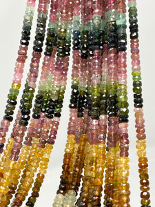 13" Tourmaline Gemstone Beads Multi Tourmaline Faceted Natural Wholesale Beads Bulk Jewelry Supplies for DIY Jewelry Making, 4mm - 5mm
