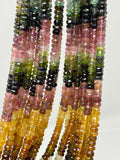 Natural Tourmaline Gemstone Beads, Wholesale Bulk Beads, Jewelry Supplies, Multi Tourmaline Faceted Beads, 13" Strand , 3.75mm - 4mm