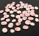 5 Pcs Natural Pink Opal Rose Cut Cabochons, Loose Gemstones, Peruvian Pink Opal Rose Cuts, 11x9mm - 17x13mm