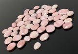 5 Pcs Natural Pink Opal Rose Cut Cabochons, Loose Gemstones, Peruvian Pink Opal Rose Cuts, 11x9mm - 17x13mm