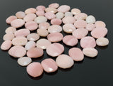 5 Pcs Natural Pink Opal Rose Cut Cabochons, Loose Gemstones, Peruvian Pink Opal Rose Cuts, 11x9mm - 17x13mm