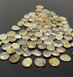 5 Pcs Natural Golden Rutile Rose Cut Cabochons, Loose Gemstones, Golden Rutile Rose Cuts, 11x10mm - 17x14mm