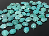 10Pcs Natural Amazonite Rose Cut Cabochons, Loose Gemstones, Peruvian Amazonite Ring Stones, 10x7mm- 12x9mm approx.