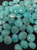 10Pcs Natural Amazonite Rose Cut Cabochons, Loose Gemstones, Peruvian Amazonite Ring Stones, 10x7mm- 12x9mm approx.