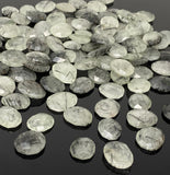 10 Pcs Natural Black Rutile Rose Cut Cabochons, Loose Gemstones, Ring Stones, 13x10mm - 17x13mm