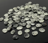 10 Pcs Natural Black Rutile Rose Cut Cabochons, Loose Gemstones, Ring Stones, 13x10mm - 17x13mm