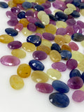 10 Pcs Natural Multi Sapphire Rose Cut Cabochons, Loose Gemstones, Sapphire Rose Cuts, Ring Stones, 10x8mm - 14x11mm