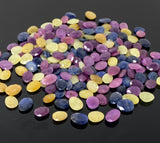 10 Pcs Natural Multi Sapphire Rose Cut Cabochons, Loose Gemstones, Sapphire Rose Cuts, Ring Stones, 10x8mm - 14x11mm