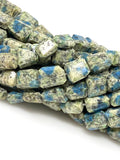 Rare Natural K2 Jasper Gemstone Beads, K2Nite Azurite Granite Faceted Nugget Beads, Jewelry Supplies, 10x7mm - 13x10mm, 10”Strand