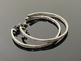 55mm Diamond Hoop Earrings, Sterling Silver Pave Diamond Earrings, Large Silver Statement Hoops, Clarity & Strength Energy Jewelry Gifts