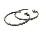 55mm Diamond Hoop Earrings, Sterling Silver Pave Diamond Earrings, Large Silver Statement Hoops, Clarity & Strength Energy Jewelry Gifts