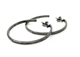 55mm Diamond Hoop Earrings, Sterling Silver Pave Diamond Earrings, Large Silver Statement Hoops, Clarity & Strength Energy Jewelry Gifts