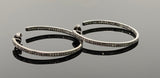 55mm Diamond Hoop Earrings, Oxidized Sterling Silver Pave Diamond Earrings, Silver Hoop Earrings