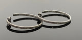 55mm Diamond Hoop Earrings, Oxidized Sterling Silver Pave Diamond Earrings, Silver Hoop Earrings