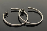 45mm Diamond Hoop Earrings, Oxidized Sterling Silver Pave Diamond Earrings, Silver Hoop Earrings