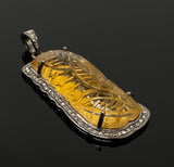 Carved Citrine Diamond Gemstone Pendant, November Birthstone Jewelry, Spiritual Healing Crystal Jewelry, Solar Plexus Chakra Balancing Gifts