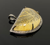 Carved Citrine Diamond Pendant, November Birthstone Gemstone Jewelry, Spiritual Healing Crystal Jewelry, Solar Plexus Chakra Jewelry