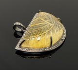 Carved Citrine Diamond Pendant, November Birthstone Gemstone Jewelry, Spiritual Healing Crystal Jewelry, Solar Plexus Chakra Jewelry