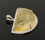 Citrine Diamond Pendant, Carved Citrine Gemstone Pendant, Spiritual Healing Crystal Jewelry, Solar Plexus Chakra November Birthstone Jewelry