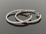Diamond Hoop Earrings, Sterling Silver Pave Diamond Earrings, Silver Hoop Earrings