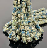 Rare Natural K2 Jasper Gemstone Beads, K2Nite Azurite Granite Faceted Nugget Beads, Jewelry Supplies, 10x7mm - 13x10mm, 10”Strand