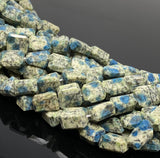Rare Natural K2 Jasper Gemstone Beads, K2Nite Azurite Granite Faceted Nugget Beads, Jewelry Supplies, 10x7mm - 13x10mm, 10”Strand