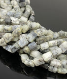 Dendrite Opal Gemstone Beads, Dendritic Opal Faceted Nugget Beads, 10” Strand