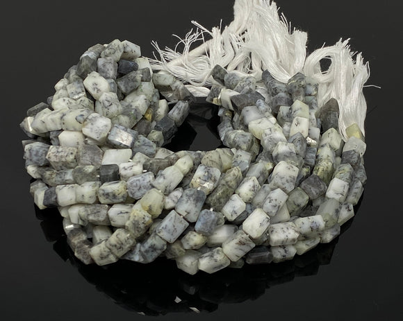 Dendrite Opal Gemstone Beads, Dendritic Opal Faceted Nugget Beads, 10” Strand