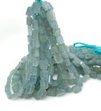 Aquamarine Faceted Nugget Beads, Gemstone Beads, Bulk Wholesale Beads, 7.5mm - 12mm, 10" Strand