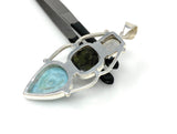 Gemstone Pendant - Larimar, Rainbow Moonstone and Labradorite , Wire Wrapped Pendant, Silver Jewelry Gifts for Her, Bohemian Jewelry