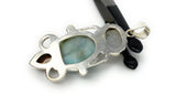 Gemstone Pendant - Larimar, Tigers Eye and Blue Flash Moonstone Pendant, Wire Wrapped Pendant Silver Jewelry Gifts for Her, Bohemian Jewelry