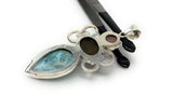 Gemstone Pendant - Larimar, Cats Eye and Morganite, Wire Wrapped Pendant, Silver Jewelry Gifts for Her, Bohemian Jewelry