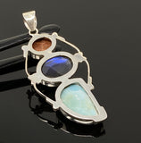 Gemstone Pendant - Larimar, Labradorite and Sunstone , Wire Wrapped Pendant, Silver Jewelry Gifts for Her, Bohemian Jewelry