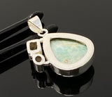 Natural Larimar with Garnet and Citrine Gemstone Pendant, Sterling Silver Jewelry, Larimar Pendant, Citrine Pendant, Bohemian Jewelry