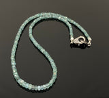 Blue Green Tourmaline Indicolite Necklace with Pave Diamond Clasp, Natural Blue Green Tourmaline Gemstone Necklace