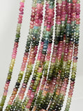 Natural Watermelon Multi Tourmaline Beads, Bulk Wholesale Gemstone Beads, Faceted Tourmaline Beads,AA+ Quality, 13.5" Strand