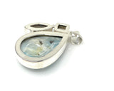 Sterling Silver Larimar Pendant with Golden Rutile and Amethyst, Gemstone Pendant, Bohemian Jewelry