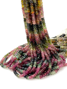 13" Natural Tourmaline Gemstone Beads, Multi Color Tourmaline Beads, Jewelry Supplies, Wholesale Bulk Beads, 4mm -4.5mm