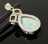 Gemstone Pendant - Larimar, Citrine and Golden Rutile, Bohemian Jewelry, Larimar Pendant, Sterling Silver Jewelry