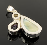 Natural Larimar with Amethyst and Garnet Gemstone Pendant, Sterling Silver Jewelry, Larimar Pendant, Amethyst Pendant, Bohemian Jewelry