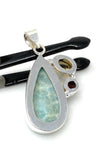Natural Larimar with Garnet and Citrine Gemstone Pendant, Sterling Silver Jewelry, Larimar Pendant, Citrine Pendant, Bohemian Jewelry