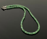 17.25” Genuine Zambian Emerald Necklace with Pave Diamond Clasp, Natural Emerald Necklace , 4mm AAA Grade