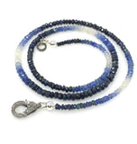 17.5” Genuine Shaded Blue Sapphire Necklace with Pave Diamond Clasp, Natural Sapphire Necklace , 3mm- 4mm , AAA Grade